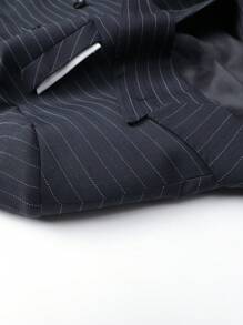Manfinity Mode Plus Size Men's Striped Double Breasted Long Sleeve Minimalist Blazer And Pants Suit Set