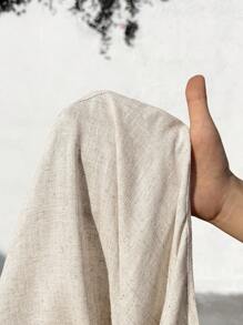 EMERY ROSE Đầm mini thường ngày cổ tròn tay ngắn buộc dây phía trước cho nữ - Màu Khaki - Xem 6