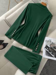 Celure Completo da donna taglia grande con blazer in contrasto e pantaloni, adatto per il Giorno di San Patrizio