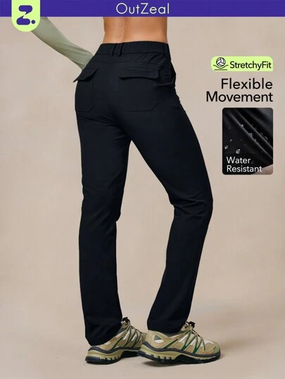 OutZeal Women Outdoor Black Pants Camping Hiking Water-Resistant Stretch Slim-Fit With Pockets