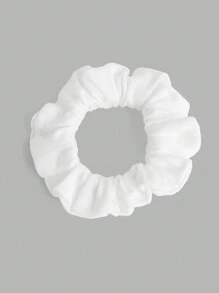 SHEIN Sparklyn Holiday,Summer,TravelBuy 1 Get 1 Tween Girl White Crew Neck T-Shirts With Hairbands, Casual Elegant Fitted Short Sleeve Tops, Spring/Summer/Autumn - White - View 3