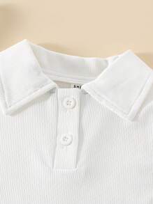 Conjunto de top de tirantes con cuello y pantalones con estampado floral para bebé niña - Blanco - Ver 3