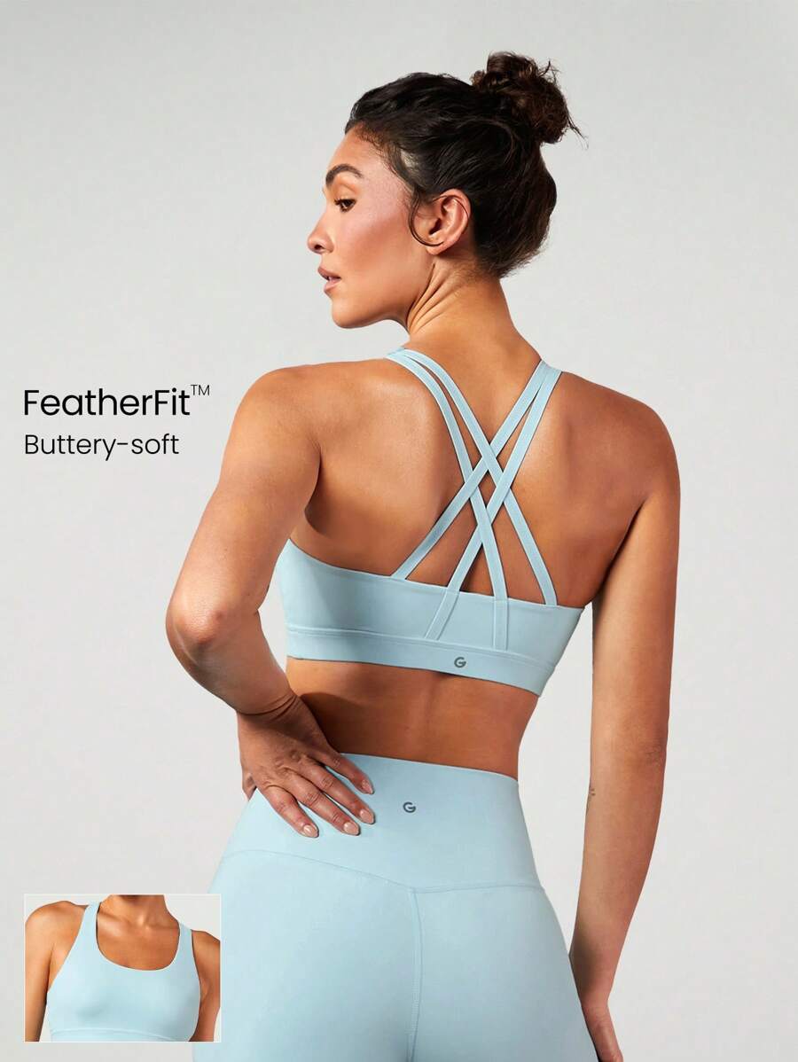 GLOWMODE FeatherFit™ Crossover Strap Sports Bra Gym Fall Winter