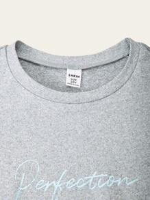 SHEIN Explorewe 1 件女童学院风针织舒适短袖腰可调节连衣裙，全新夏季系列 - 灰色 - 查看 6