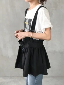 FRIFUL Women's Adjustable Buckle Design Ruffle Hem Strap Jacket Fall/Winter - Black - View 3