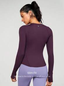 GLOWMODE FeatherFit™ Waist Slimming Curved Long Sleeve Top Low Impact Yoga Daily Gym - Cherry Cola - View 3
