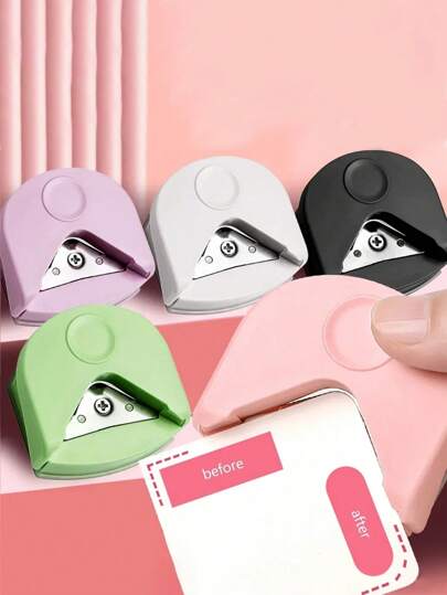 Herramienta de corte redondeada y biselada DIY de 4 mm para esquinas, cortadora de papel, papel fotográfico y cartulina con ángulo recto y punta de arco, útiles escolares