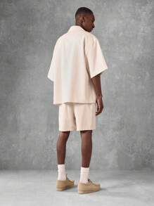 SUMWON Premium Linen Look Regular Fit Bermuda Shorts With Side Pockets, Summer Casual Resort Wear Classic Comfort Walking Golf Shorts - Apricot - View 5