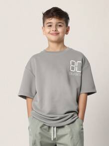 SUMWON Youth Casual California Numbered T-Shirt, Oversized Digital Display Text Print, Streetwear Athletic Style Top, Summer Urban Fashion Tee, Perfect For Back To School