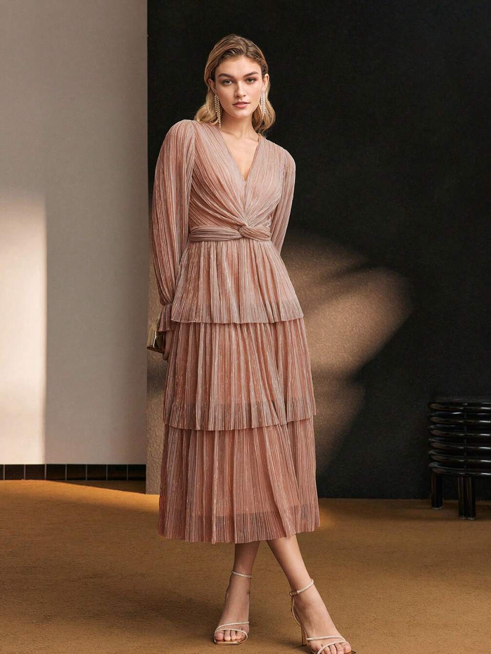 frill chiffon dress Blush Pink Maxi – Fairytale Princess Summer Outfit Pink / S bohoprerie Color:Lapis Blue Made from blue chiffon Navy Long Sleeve Button