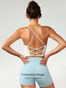 GLOWMODE FeatherFit™ Crisscross Back Loneline Sports Bra Tank Top Light Support Low Impact Yoga Daily Gym