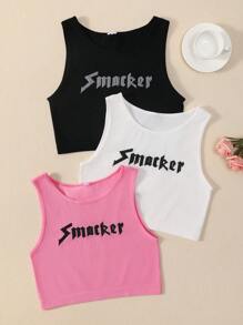 Set de 3 piezas de camisetas de tirantes básicas de ajuste slim para adolescentes