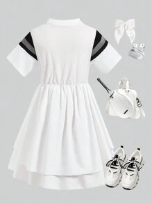 SHEIN 1pc Girls White Fashion Casual Dress