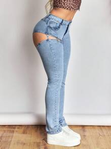 SHEIN SXY بنطال جينز نسائي ضيق عادي وجذاب