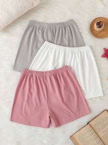 Women's Simple Bow-Decor Lounge Shorts, Casual Daily Wear Sleep Shorts