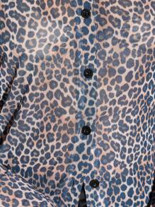 AiiRZ Leopard Long Sleeve Sheer Shirt - Brown - View 7