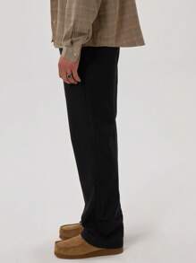 Musero 侧扣直筒长裤 - 黑色 - 查看 3