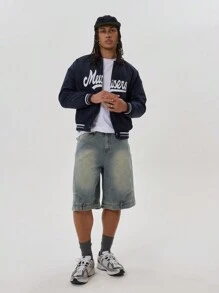 Musero Upside Down Baggy Engineered Jean Shorts - Multicolor - View 1