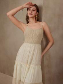 MOTF CONTRAST CHIFFON RUFFLE HEM DRESS