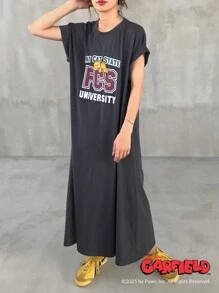 Garfield X FRIFUL Women's Mid-Length Letter Print Summer Dress - Grey - View 3