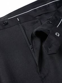 Manfinity Mode 1 Set Men's Plus Size Minimalist Front Button Long Sleeve Blazer And Pants Suit - Black - View 5