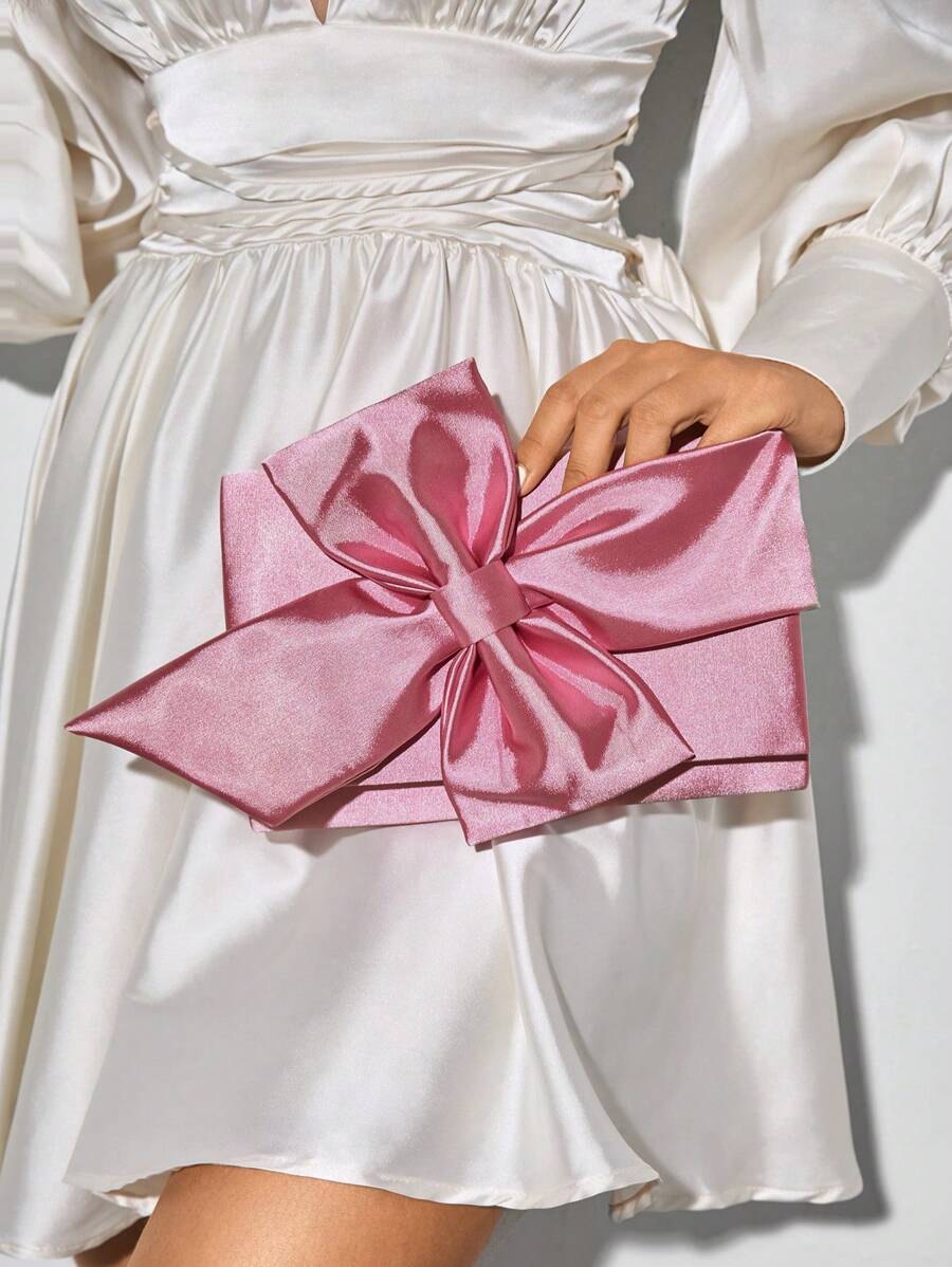 SHEIN BAE Women Bowknot Clutch Purse, Suitable For Date, Party, Club, Dinner, Valentine's Day - Pink - View 1