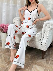 CottageSlumber Pyjamaset met bloemenprint, V-hals, hemdje en broek
