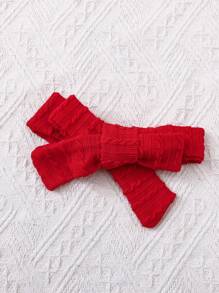 3pcs/Set Baby Girl Casual Cute Bow Solid Color Bodysuit, Flare Pants, Headband Set, Suitable For Spring/Autumn - Red - View 6
