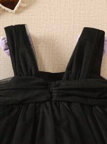 SHEIN Stijlvolle mode voor babymeisjes met tule strik en jarretels en prinsessenfeestjurk