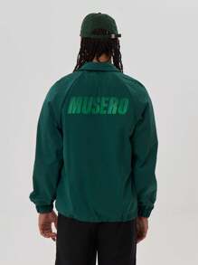 Musero Logo Collared Track Jacket - Dark Green - View 3