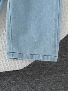 SHEIN Baby-Jungen modische lässige gestreifte Jeans-Kragen-Hoodie und Jeans-Set für den Herbst - Verschiedenfarbig - Übersicht 6