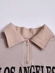 SHEIN 1 件 Tween 女童卡其色时尚休闲连衣裙 - 卡其色 - 查看 4