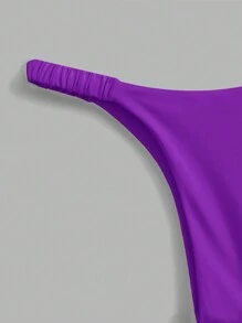 Swim Basics Bộ đồ bơi bikini hở lưng gợi cảm màu trơn dành cho nữ, đi nghỉ, đi biển mùa hè - Màu tím - Xem 5