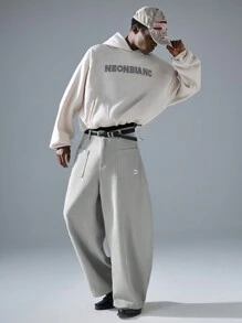 NEON BLANC Men's Street Fashion Woven Pants, Tapered Leg Trousers, Streetwear Edition - Grey - View 1