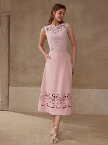MOTF PREMIUM HOLLOW OUT A LINE SKIRT - Pink - View 4