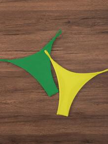 SHEIN Swim Women Summer Beach Vacation Swimwear Bikini Bottoms - Multicolor - View 5