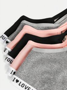 SHEIN Girlism 6pcs/Set Tween Girls' Simple Sports Letter Graphic Stretchy, Skin-Friendly Seamless Underwear Set