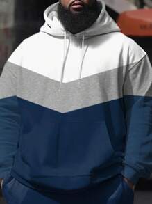 Manfinity Dauomo 大码男式休闲拼色两件套连帽运动服