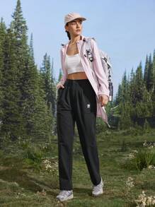 In My Nature 女士字母印花口袋褶皱户外裤 - 黑色 - 查看 7