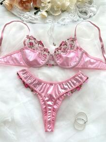 2 Pieces Women Lingerie Set With Pants, Casual & Fashionable For Everyday Wear - Baby Pink - View 2