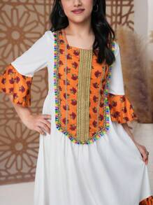 少女休闲简约长袖连衣裙，日常穿着 - 彩色 - 查看 5