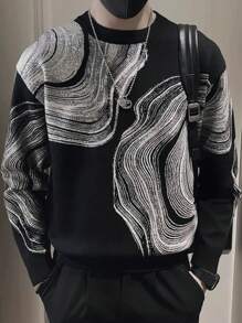 Manfinity Dauomo 1 pieza Camisa casual de manga larga con estampado de graffiti creativo para hombres, de moda y versátil
