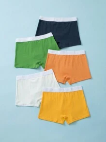 5pcs/Pack Teenage Boys' Minimalist Comfortable Solid Color Underwear Briefs, Spring/Summer