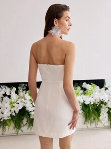 MOTF Soiréza VÁY ỐNG COCKTAIL VÁ HOA - Màu be - Xem 4