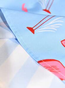 Manfinity RSRT Men's Flamingo Stripe Single Breasted Short Sleeve Shirt And Shorts Holiday Casual Set - Blue - View 5