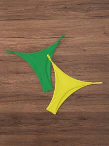 SHEIN Swim Women Summer Beach Vacation Swimwear Bikini Bottoms - Multicolor - View 2