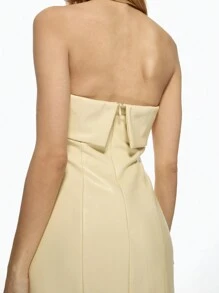 MISSGUIDED 无肩带抹胸迷你连衣裙，PU皮革质感，修身剪裁，适合派对、夜店、晚宴等正式场合。 - 杏色 - 查看 5