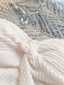 Breezaya 女士纯色纹理扭纹抹胸短款上衣