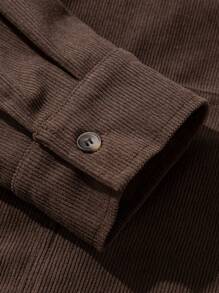 Manfinity Homme Conjunto de 2 piezas de camisa de manga larga con bolsillo de unicolor casual y pantalones largos para hombre