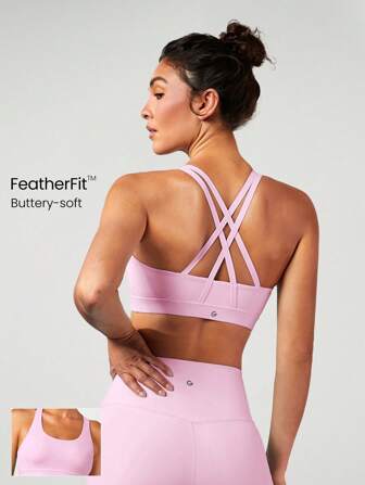 GLOWMODE FeatherFit™ Crossover Strap Sports Bra Gym Fall Winter
